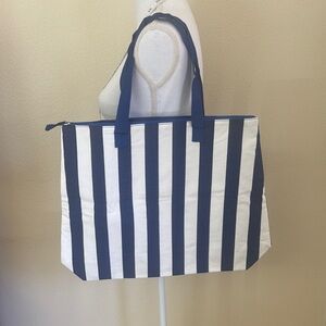 Nautical Blue and White Striped Tote Bag